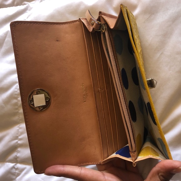 Kate Spade Mustard Yellow Silver Turn Lock Wallet - Picture 3 of 10